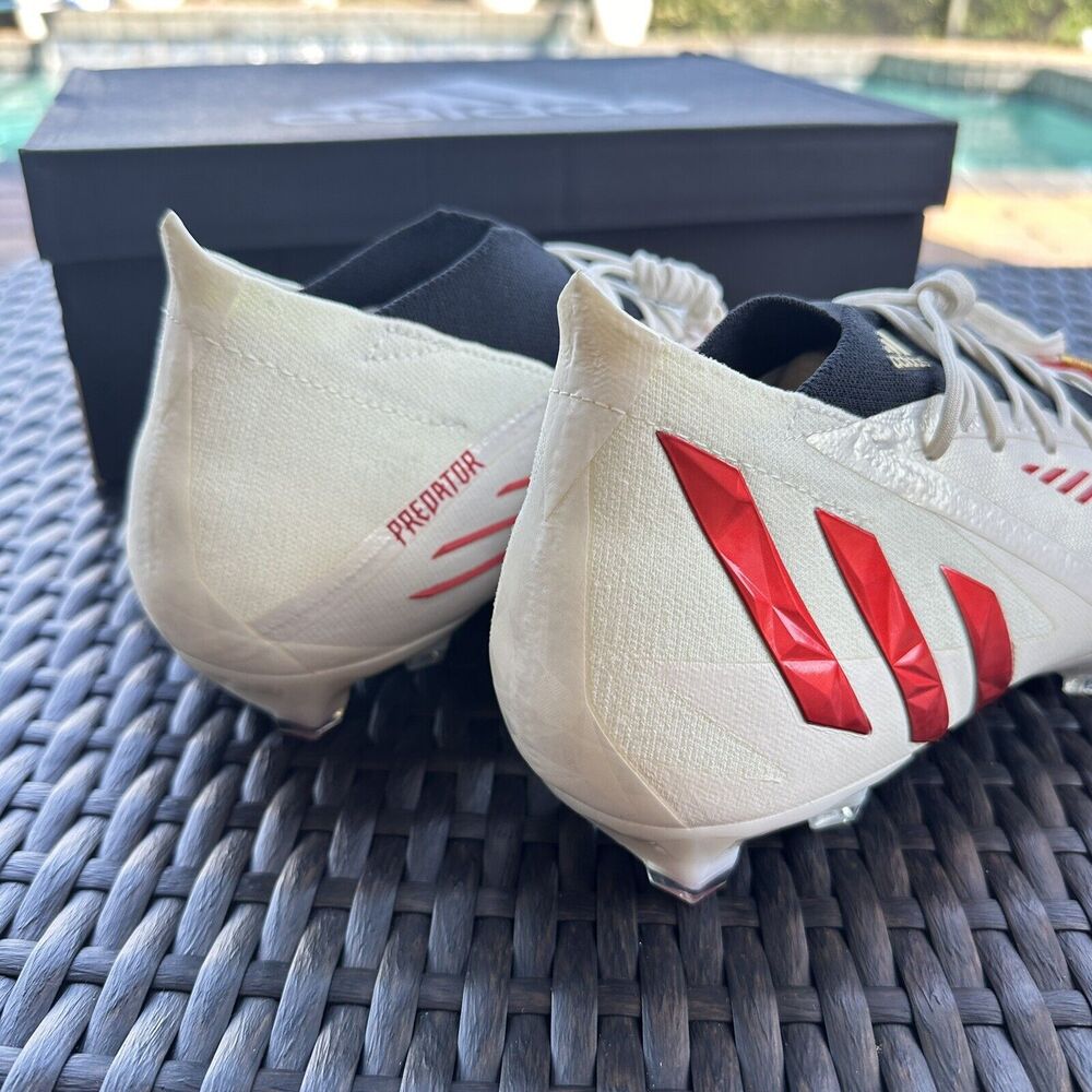 Adidas Predator Edge.1 FG Off White Vivid Red Men's Soccer Cleats H02933 Size 12 - Picture 7 of 15